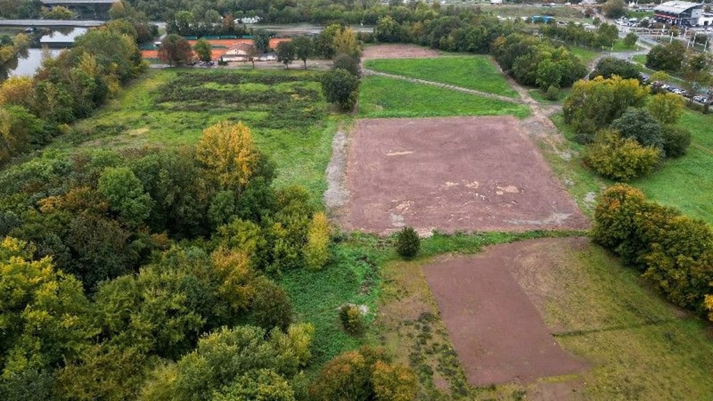 Das ehemalige HFC-Nachwuchsleistungszentrum am Sandanger aus der Vogelperspektive