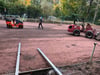 Bauarbeiten auf dem obersten Tennisplatz des SV Lok Blankenburg im Heidelberg Anfang Oktober. 