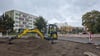 Auch am Kreisverkehr am Waldring wird gebaut.