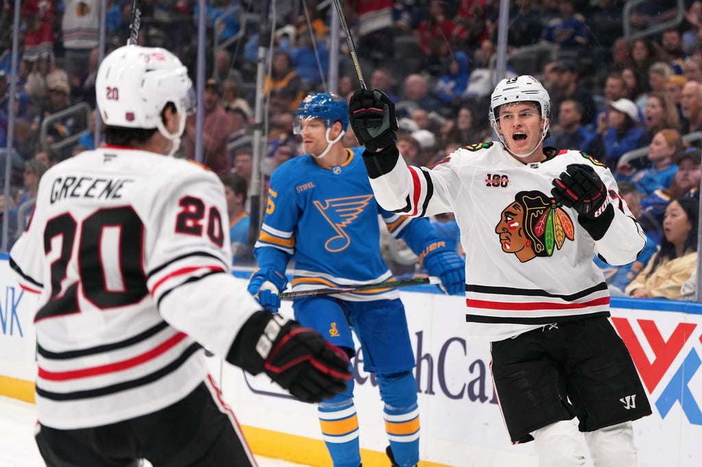 Lukas Reichel (r) erzielte erstmals zwei Tore in einem NHL-Spiel.