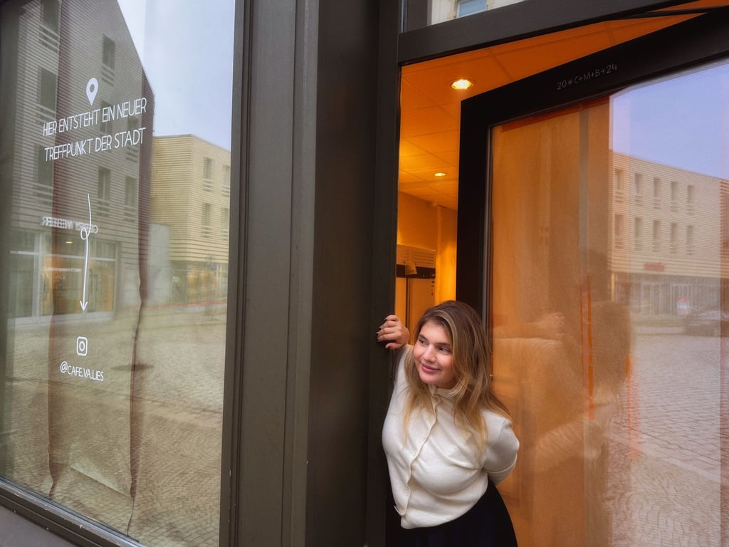 Hier wird es hineingehen: Vlada Valeria Stavrov an der Tür zu ihrem „Café Va Liés", das sie so bald wie möglich eröffnen will. Es entsteht in der Steinbrücke in Quedlinburg.