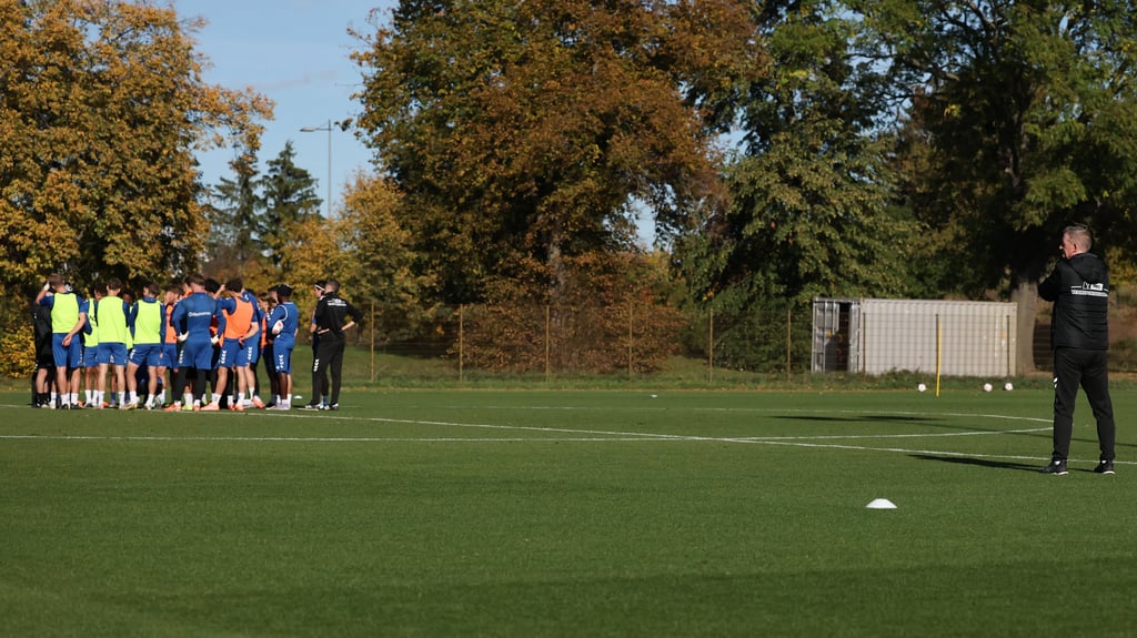 FCM-Interimstrainer Petrik Sander (r.) hat seine Mannschaft in dieser Trainingswoche genau beobachtet.