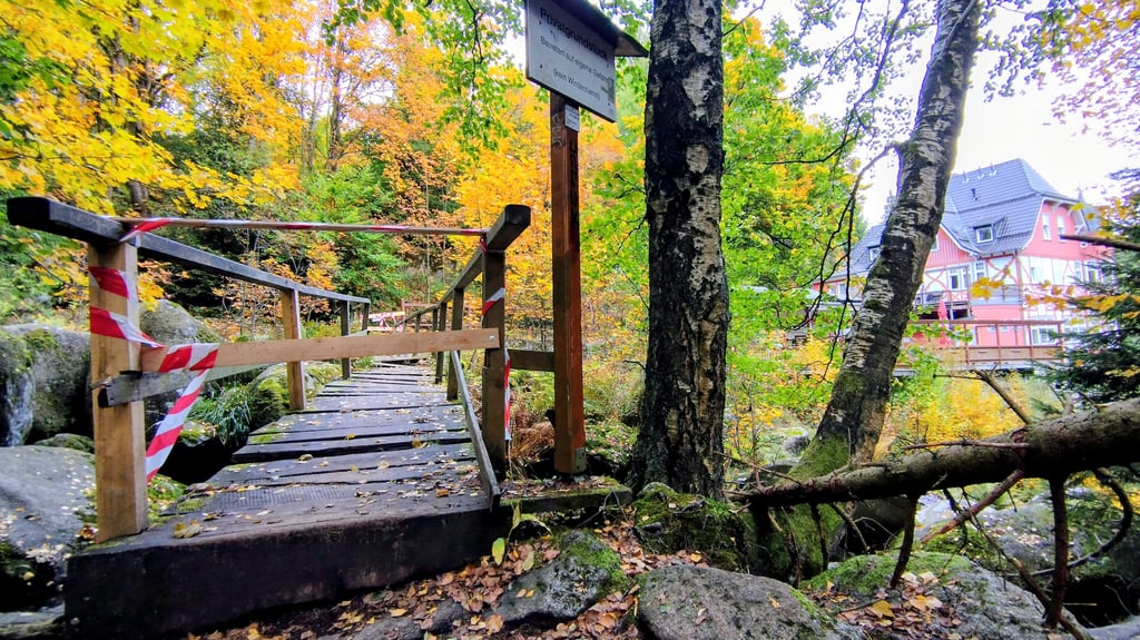 Die Brücke über die Steinerne Renne, ein beliebtes Wanderziel bei Wernigerode, ist erneut gesperrt.