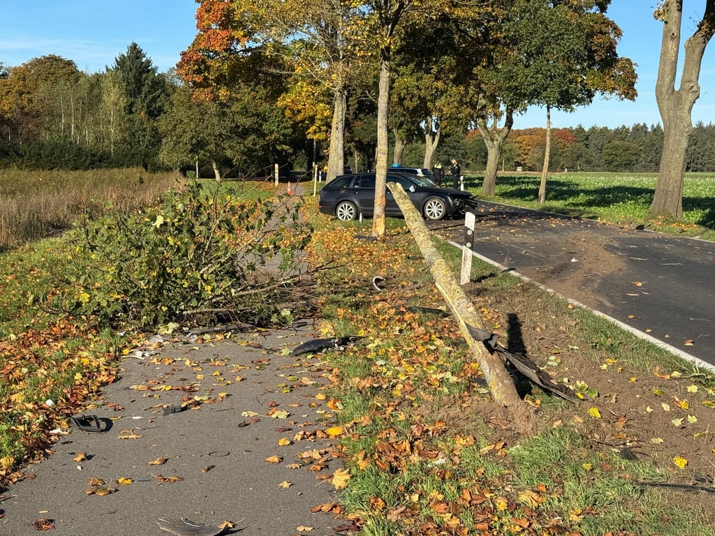 Ein 32-Jähriger ist mit seinem Auto gegen drei Bäume gekracht und lebensgefährlich verletzt worden.
