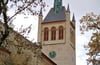Die Fassade des Kirchturms in Biere ist fertig saniert. Nun fehlen nur noch kleinere Arbeiten. 