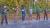 Die Jagdhornbläser aus Windberge unterhielten die Besucher beim Herbstumtrunk am Dorfgemeinschaftshaus in Wittenmoor.