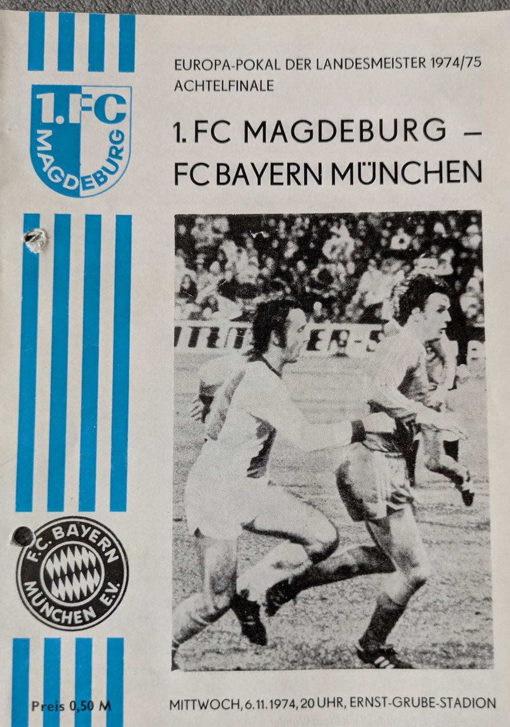 Das Programmheft vom Rückspiel am 6. November 1974 in Magdeburg.