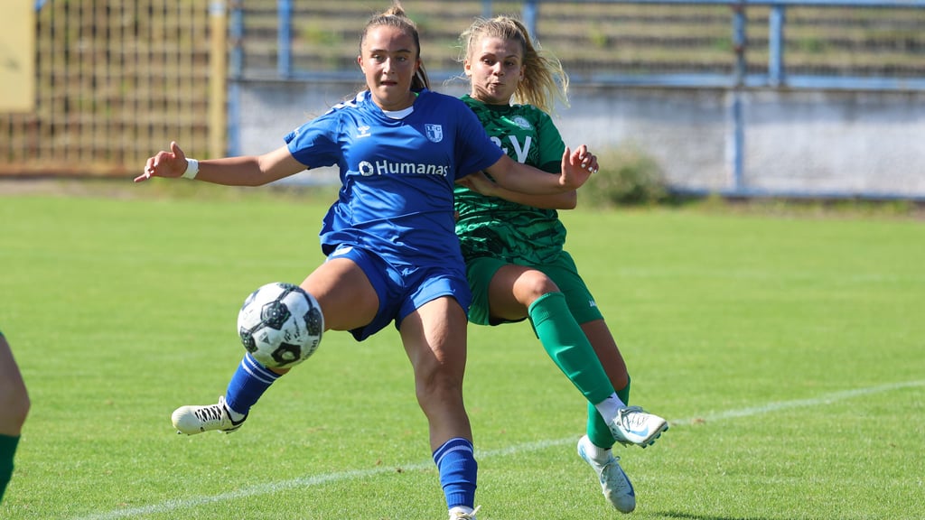 Emilia Kanakhovska (l.) war mit dem FCM zuletzt vergeblich auf der Suche nach dem Torerfolg. Das soll sich gegen Fortuna Dresden ändern.