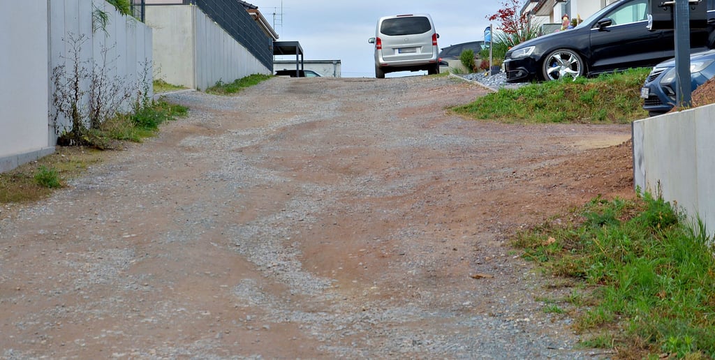 Die Anlieger der Asternstraße und anderer Nebenstraßen im neuen Hecklinger Wohngebiet Obere Wilkenbreite leben mit solchen Fahrbahnzuständen.