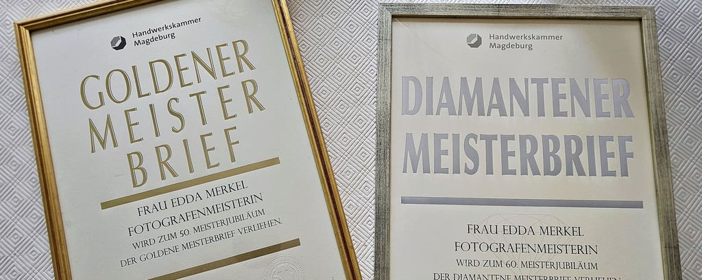 Edda Merkel hat sowohl den goldenen als auch den diamantenen Meisterbrief verliehen bekommen.