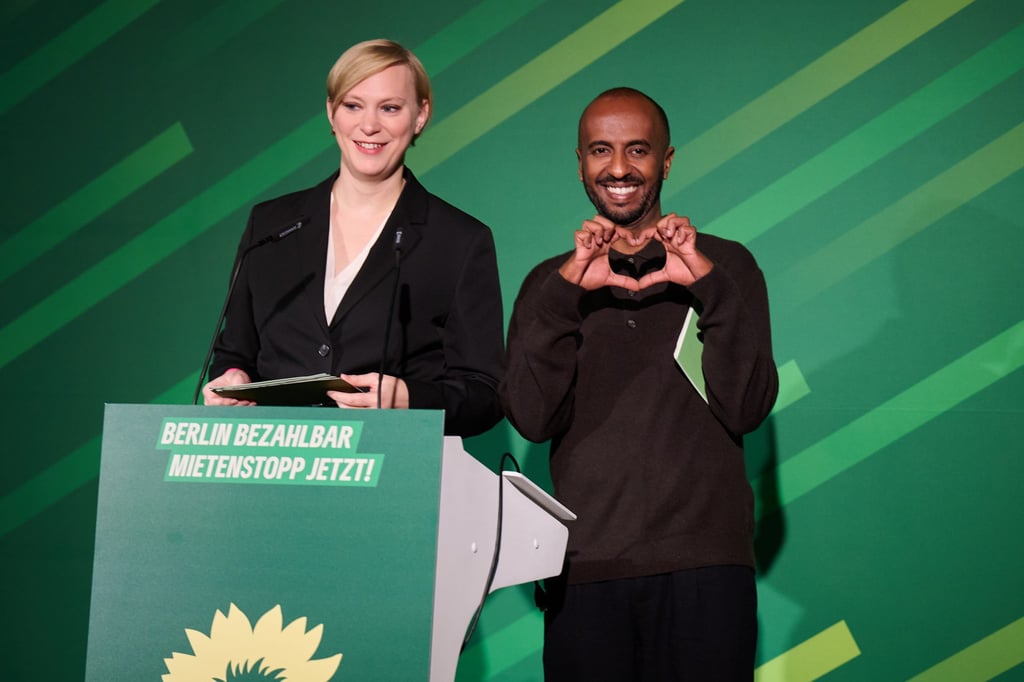 Nina Stahr und Philmon Ghirmai bilden seit 2023 die Doppelspitze der Berliner Grünen. (Archivbild)