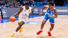 Khyri Thomas (l.) war in Frankfurt bester Werfer des MBC. 