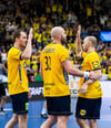 Die SCM-Spieler Felix Claar, Oscar Bergendahl und Daniel Pettersson (v.l.) sind zusammen mit Albin Lagergren für Schweden im Einsatz.