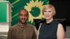 Philmon Ghirmai (l) und Nina Stahr bilden seit 2023 die Doppelspitze der Berliner Grünen. (Archivbild)
