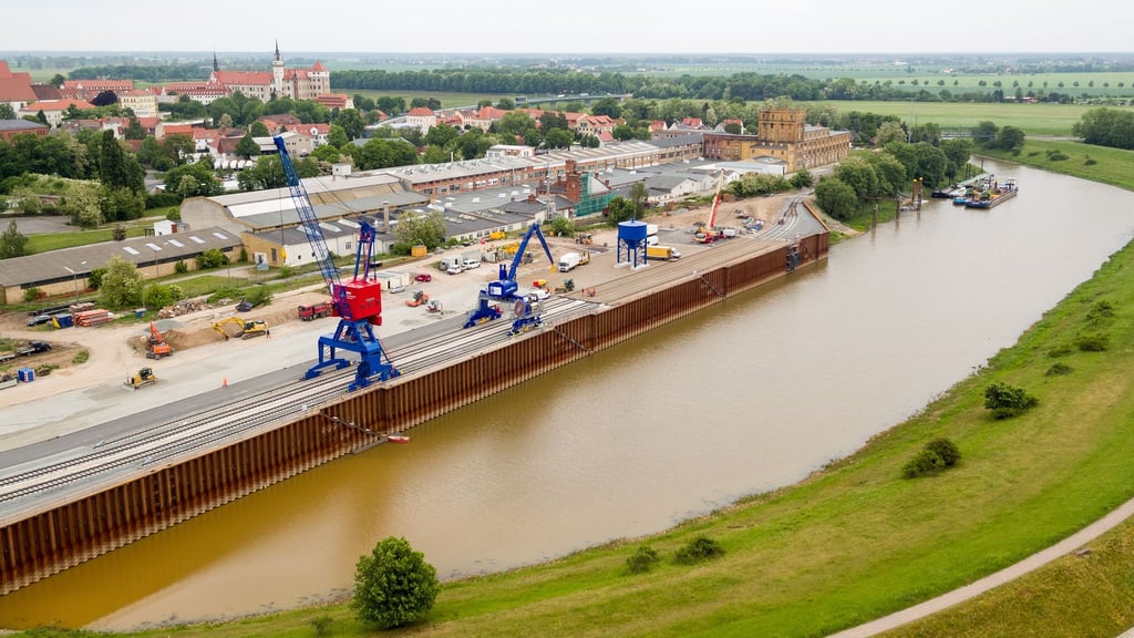 Der Hafen Torgau nach seiner Sanierung 2018. (Archivbild)
