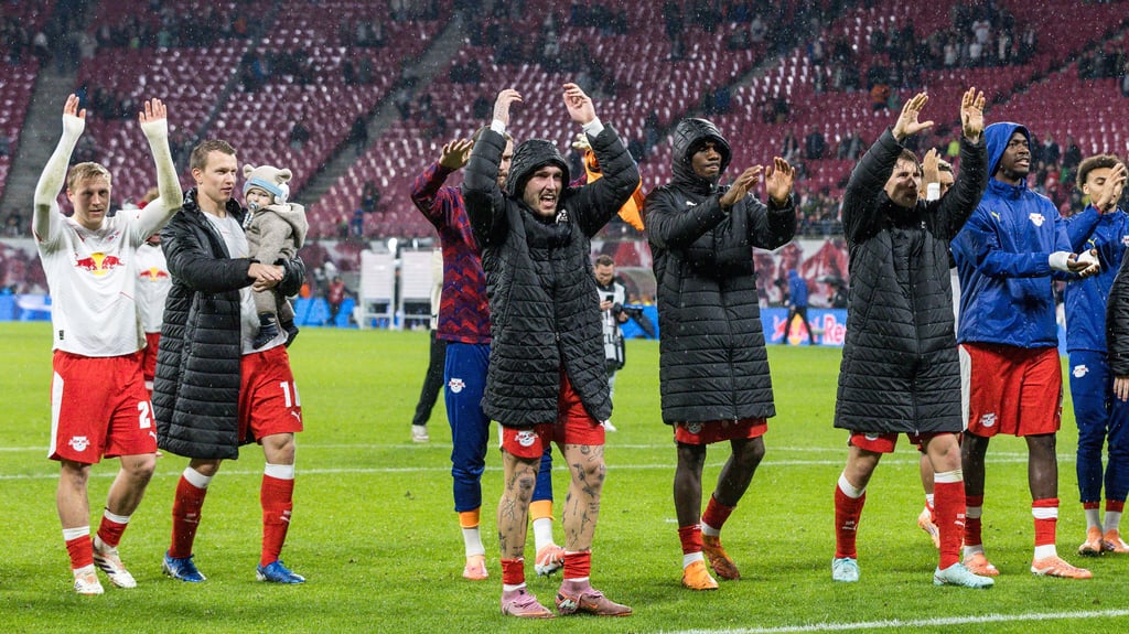 RB Leipzig nach dem Sieg gegen den VfB Stuttgart.