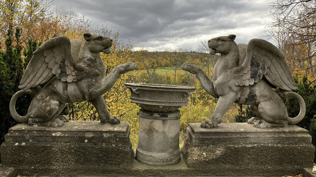 Auf dem Gelände der Roseburg kann man mystische Figuren entdecken. Die historische Parkanlage soll wiederbelebt werden.