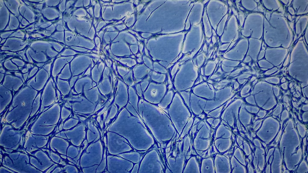 Proben kultivierter Fischzellen sind auf einem Monitor eines Mikroskops zu sehen. (Archivbild)