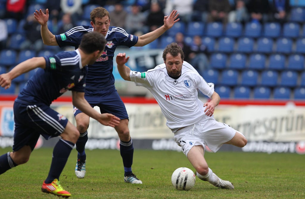Marco Kurth war im Heimspiel mit seinem 1. FC Magdeburg gegen RB Leipzig chancenlos.