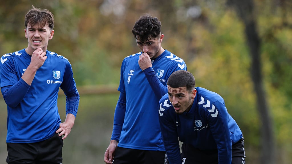 Noah Pesch (links) hofft ebenso wie Eldin Dzogovic (Mitte) und Andi Hoti (rechts) von den Ausfällen im Team des 1. FC Magdeburg profitieren zu können.