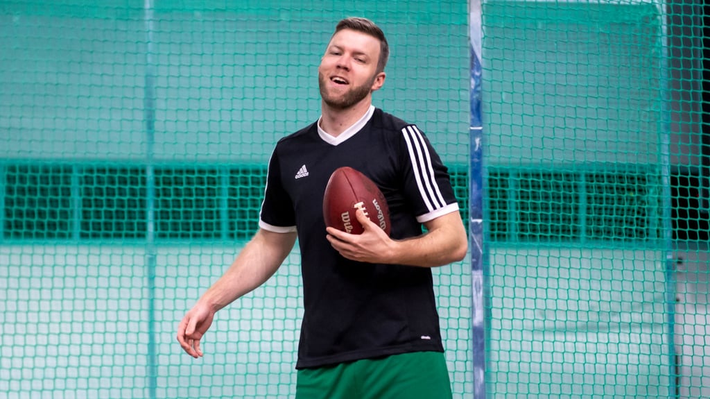 Auch im Fangen musste sich MZ-Sportreporter Christopher Kitsche beweisen.