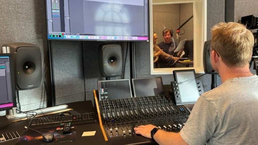 Ton- und Aufnahme-Experte Christoph Behling nimmt im Tonstudio des Planetariums eine neue Audiospur für das hallesche Stadtmarketing auf.