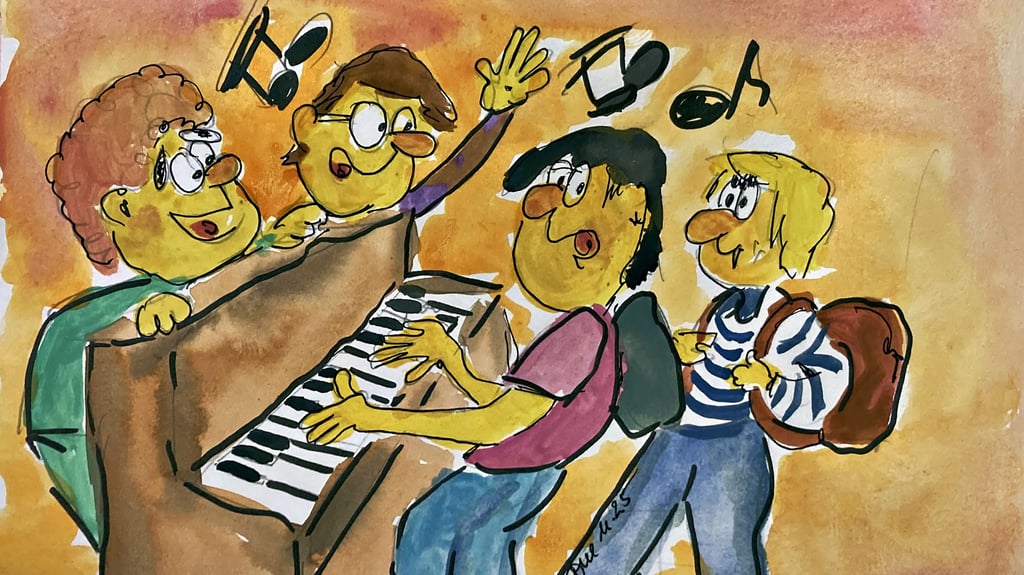 Vor allem die Schuljugend war von dem Schützenhaus-Klavier auf der Straße begeistert.