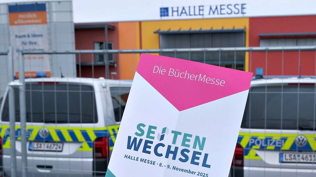 Hinter Gittern: Eingang zur Halle-Messe am Wochenende. Innenaufnahmen von der Buchmesse wurden von der Veranstalterin nicht gestattet.