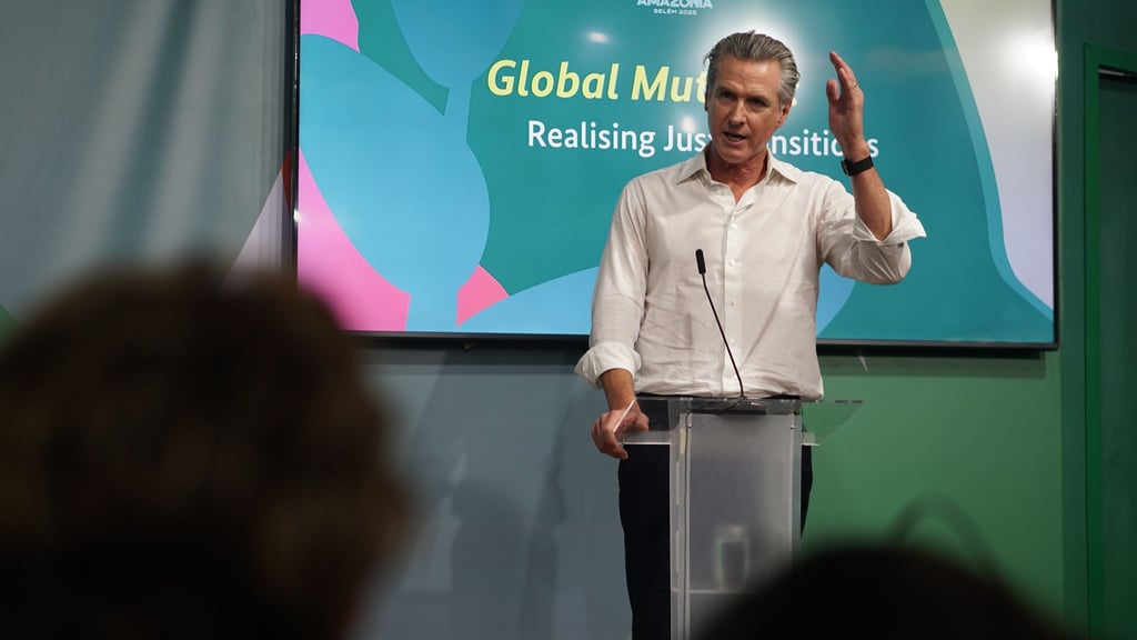 Der demokratische Politiker Gavin Newsom will Hoffnung auf der Weltklimakonferenz verbreiten.