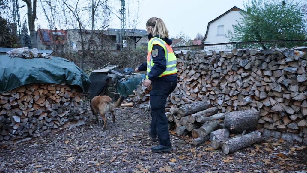 Sobald die Bahnstrecke gesperrt ist, kommt der Spürhund der Kriminalpolizei zum Einsatz.