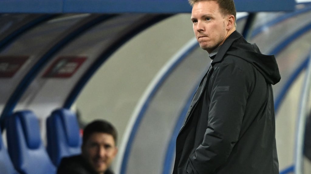 Julian Nagelsmann blickt skeptisch auf den Platz.