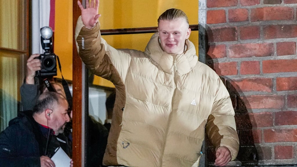 Norwegens Fußballstar Erling Haaland beim Empfang.