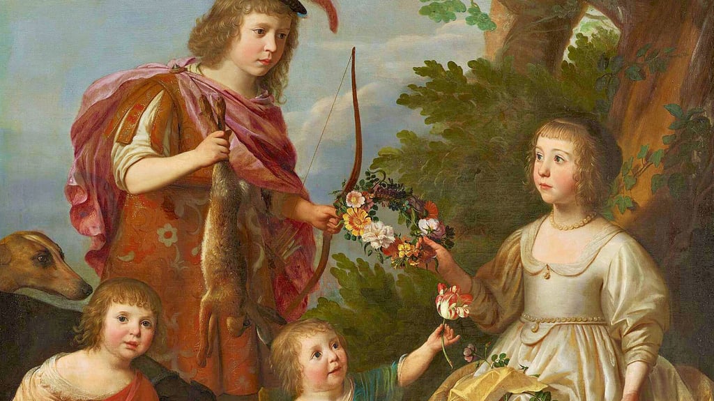 Gerrit van Honthorst: Prinz Wilhelm von Oranien und drei seiner  Schwestern (1635, Ausschnitt)