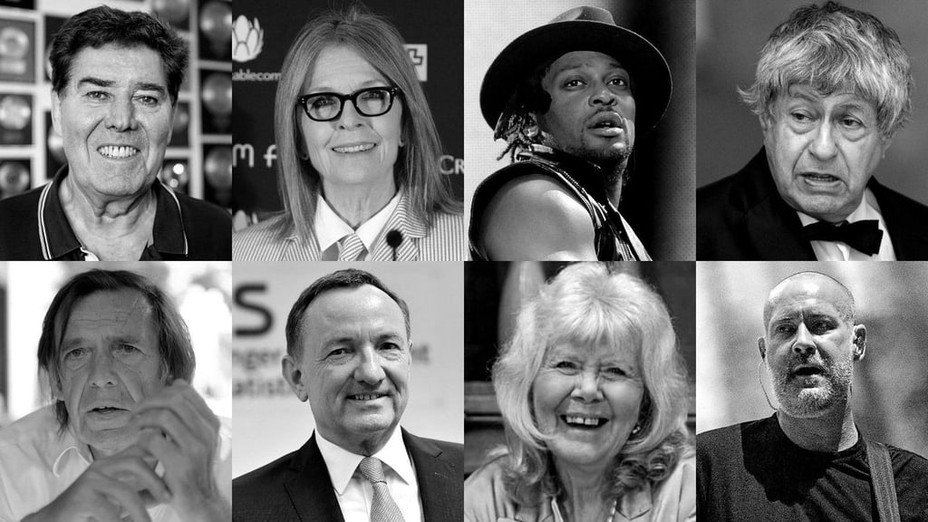 Jack White, Diane Keaton, D'Angelo, Ivan Klima; unten v.l.: Franz Josef Wagner, Holger Poppenhäger, Jilly Cooper, Sam Rivers