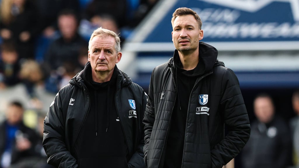 Petrik Sander (l.) und Pascal Ibold trainieren den 1. FC Magdeburg seit Oktober. Aber wie lange tun sie das noch?