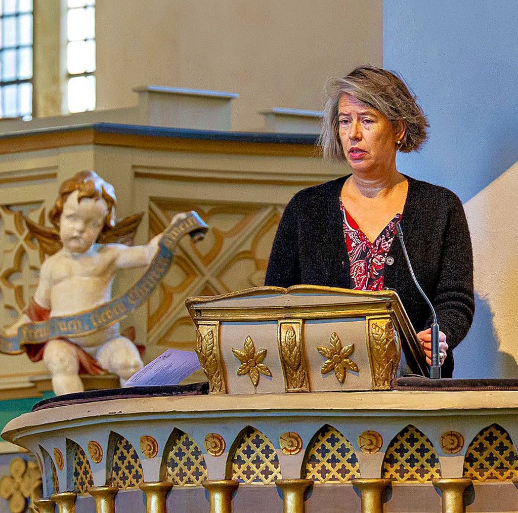 Sachsen-Anhalts Innenministerin Tamara Zieschang bei ihrer  Kanzelrede in der Stadtkirche Wittenberg 