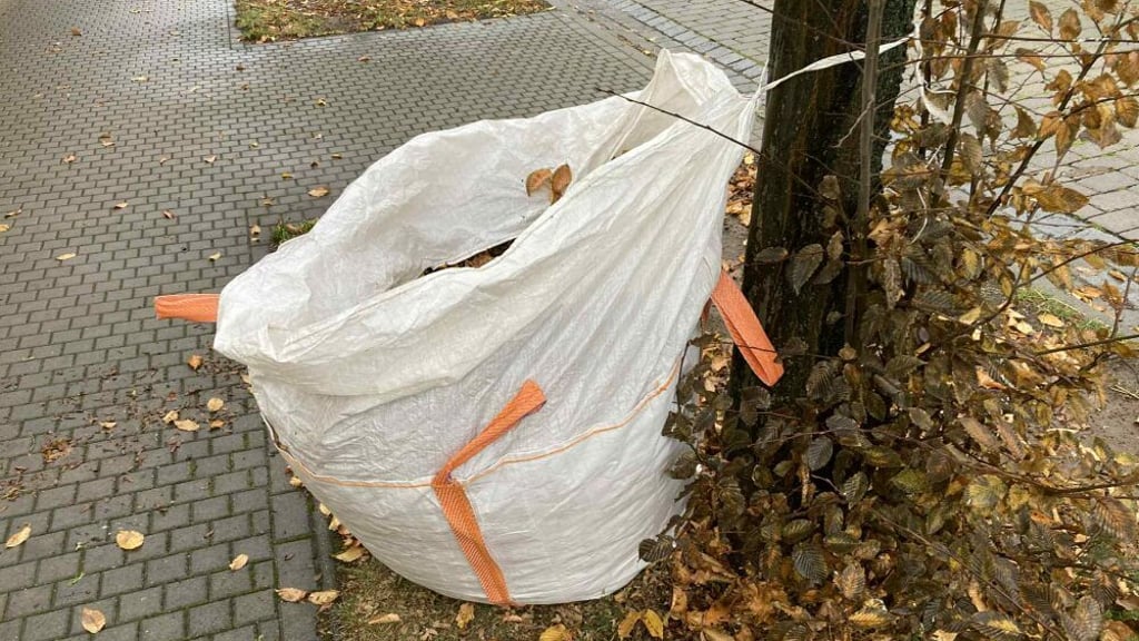 Das Entleeren der mit Laub gefüllten Big Packs zieht sich im Seeland in nächster Zeit hin.