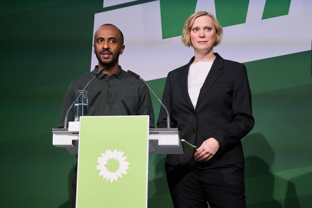 Nina Stahr und Philmon Ghirmai bilden seit 2023 die Doppelspitze der Berliner Grünen.