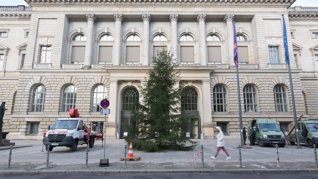 Vor dem Berliner Abgeordnetenhaus wird jedes Jahr ein Weihnachtsbaum aufgestellt und festlich geschmückt. In diesem Jahr soll er am Donnerstag in festlichem Glanz erstrahlen.