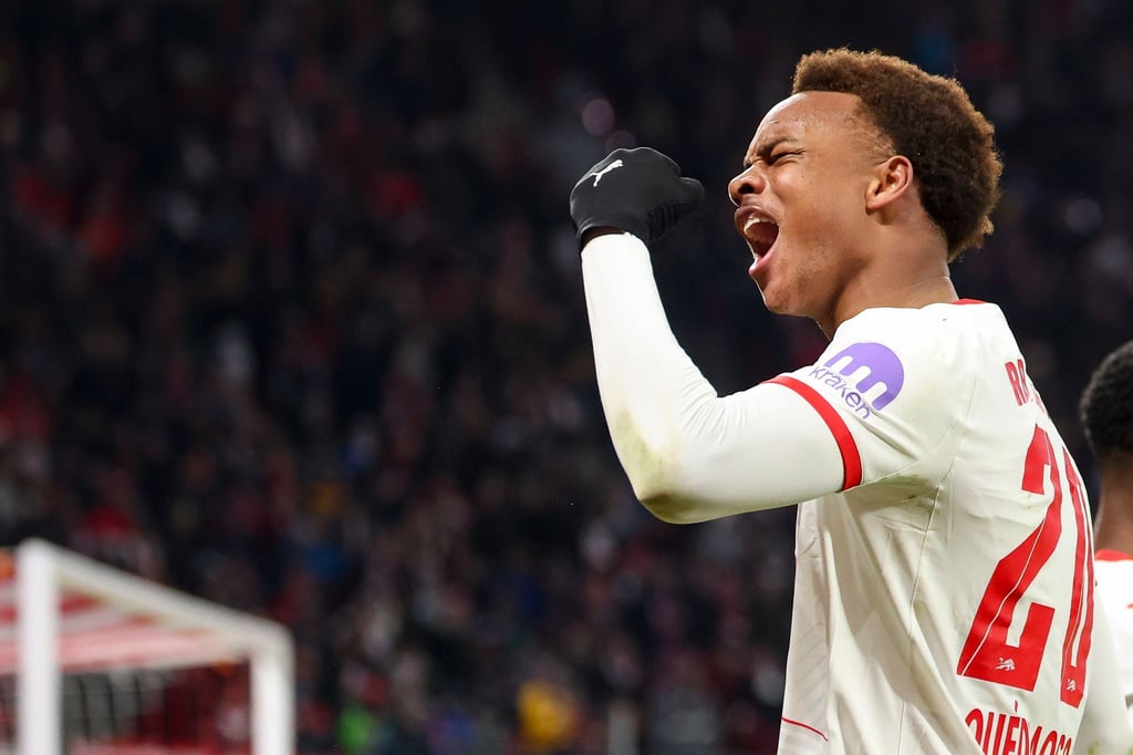 Assan Ouédraogo (RB Leipzig) jubelt nach dem Treffer zum 1:0 gegen Bremen. Nun fällt er verletzungsbedingt aus.