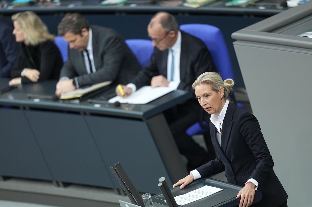 AfD-Chefin Alice Weidel zählte Probleme in den Bereichen Sozialstaat, Migration, Wirtschaft und Staatsfinanzen auf.