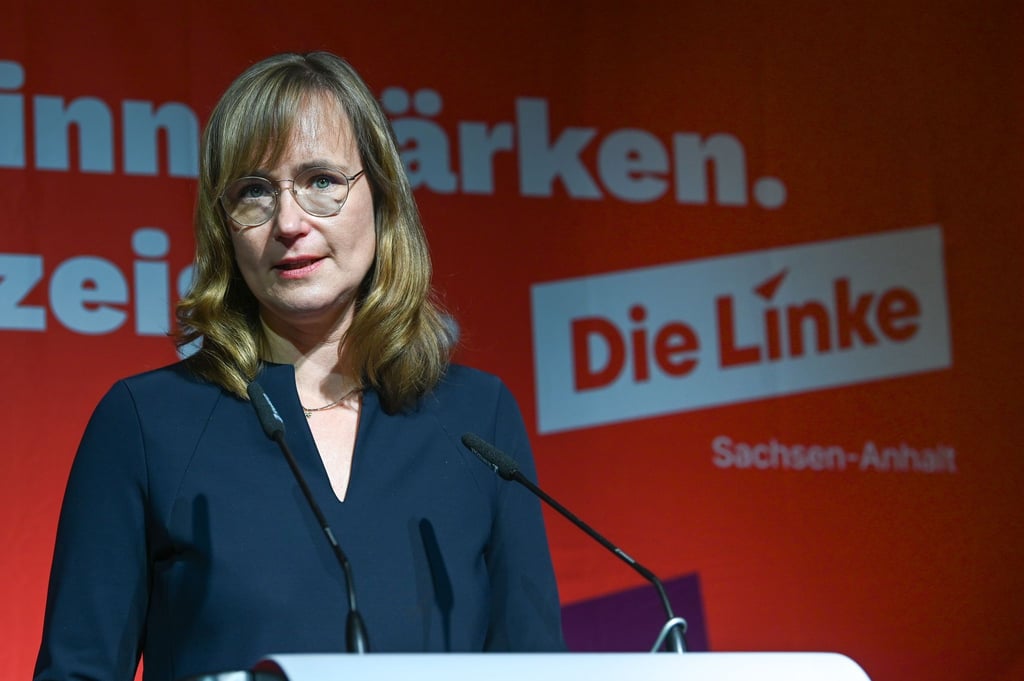 Eva von Angern, Spitzenkandidatin der Linken für die Landtagswahl in Sachsen-Anhalt.