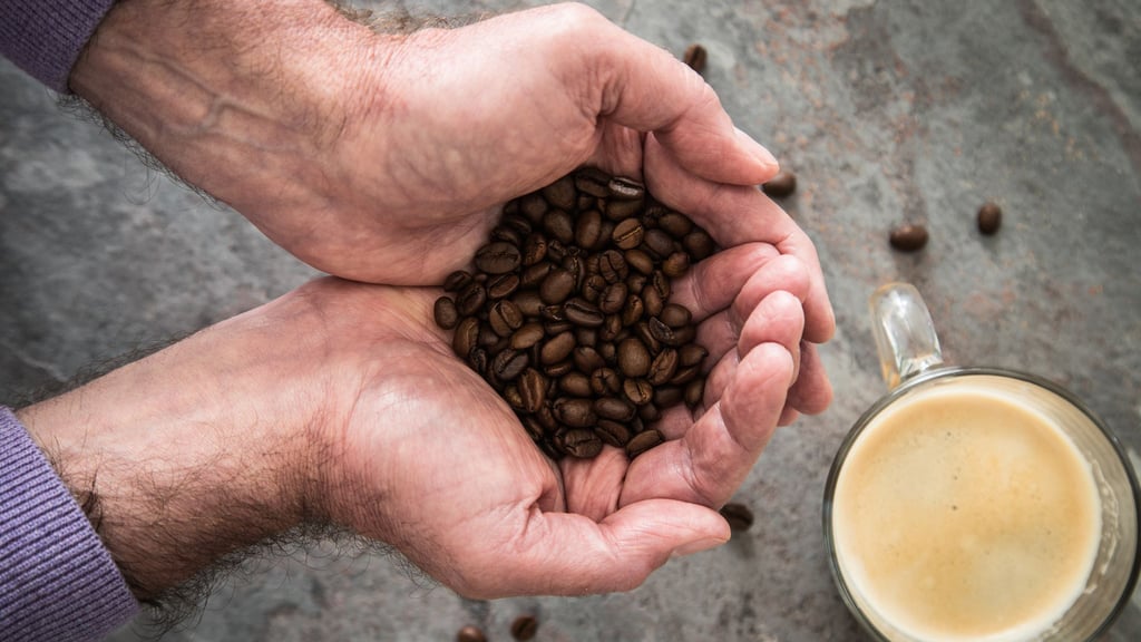 Von rechts nach links: Die „Bohnenübung“ ist eine einfache Methode, um Dankbarkeit und Achtsamkeit im Alltag zu fördern, morgens steckt man Bohnen in die rechte Tasche und verschiebt bei positiven Erlebnissen jeweils eine Bohne in die linke Tasche. Geht natürlich nicht nur mit Kaffeebohnen.