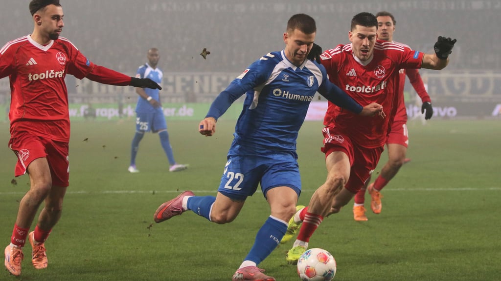 Mateusz Zukowski vom 1. FC Magdeburg traf doppelt beim 3:0-Sieg gegen den 1. FC Nürnberg..