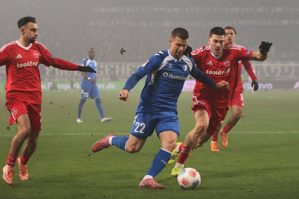 Mateusz Zukowski vom 1. FC Magdeburg traf doppelt beim 3:0-Sieg gegen den 1. FC Nürnberg..