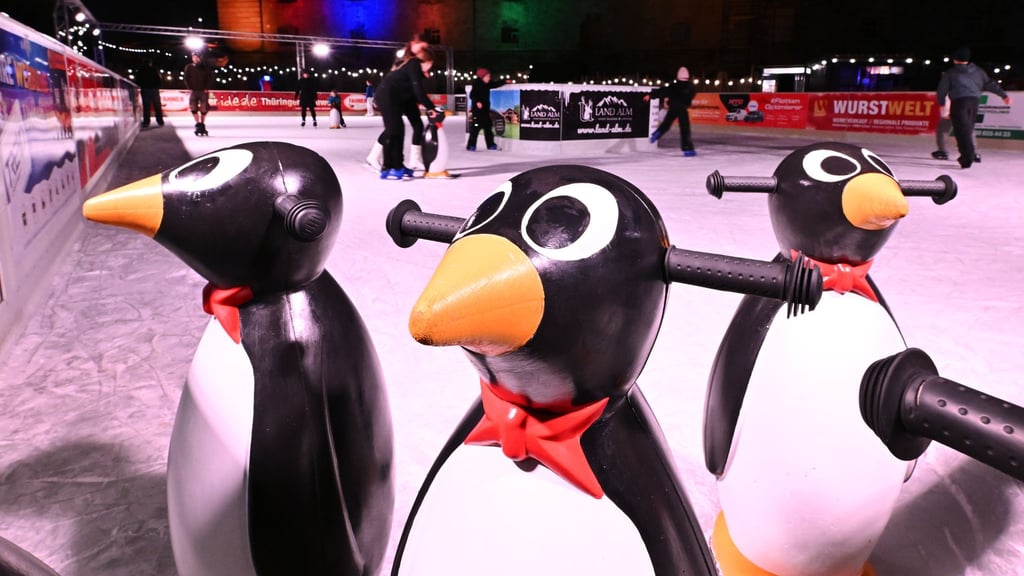 Erfurt, Weimar und Ilmenau gehören zu den Thüringer Städten, in denen im Winter Schlittschuhlaufen auf Open-Air-Kunsteisbahnen oder in Eissporthallen möglich ist.