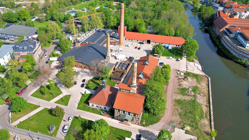 Ein Foto aus dem Jahr 2024 von der Saline. In den beiden Großsiedehallen (links im Bild) entsteht die neue Dauerausstellung, sie soll im April 2027 öffnen.