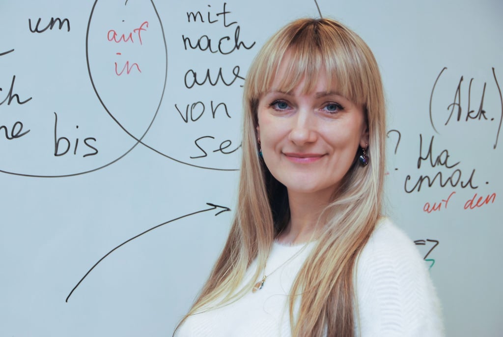 Oksana Hryb unterrichtet ehrenamtlich Deutsch. In der Ukraine war sie Englischlehrerin.