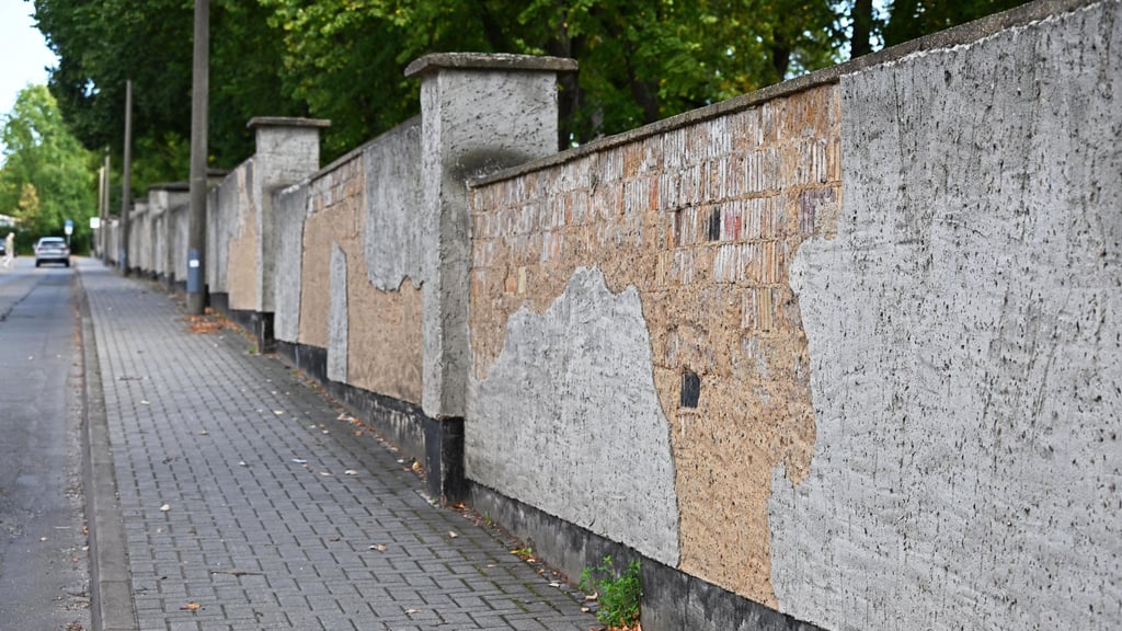 Die Ascherslebener Friedhofsmauer soll ab 2026 Stück für Stück saniert werden.