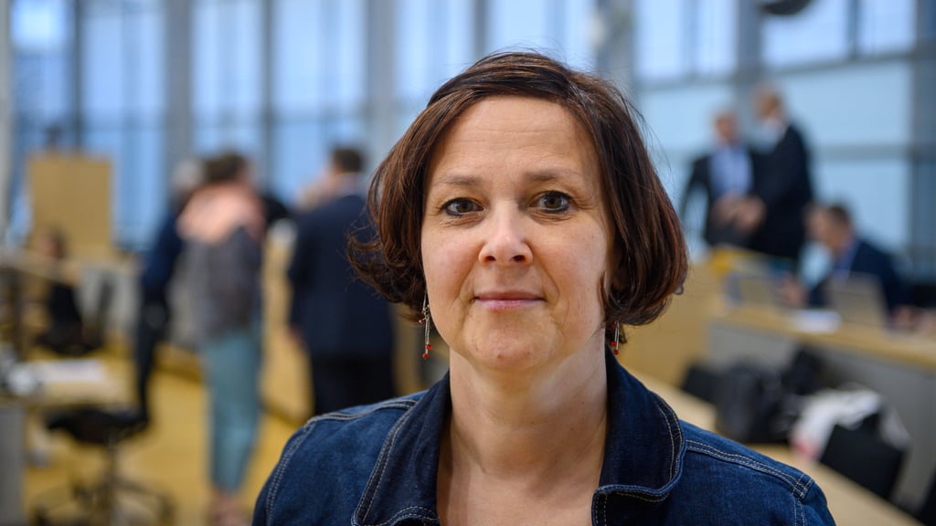 Nicole Anger (Die Linke) im Landtag von Sachsen-Anhalt.